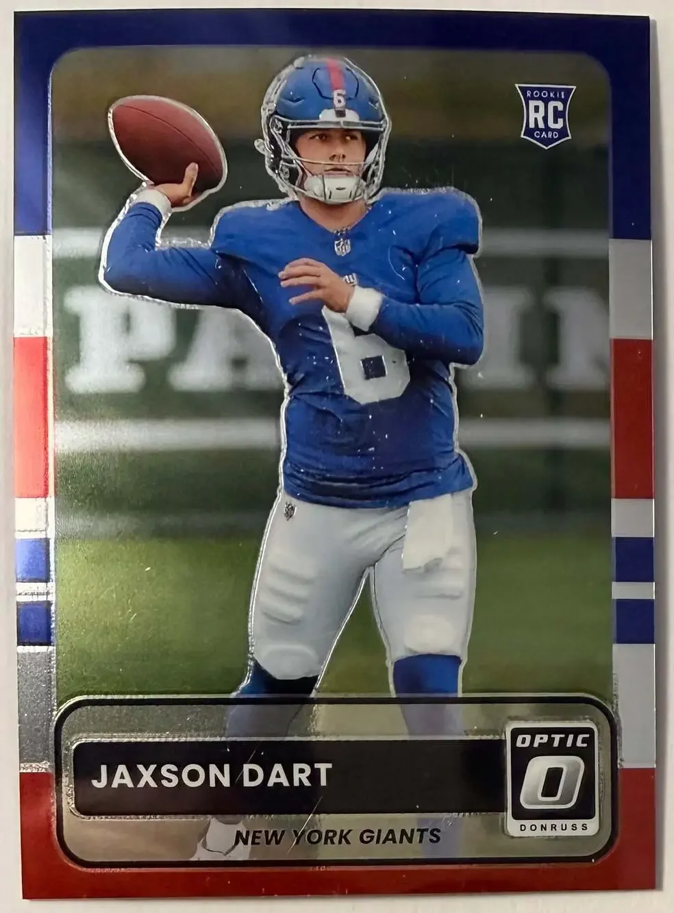 Jaxson Dart 2025 Panini Donruss Optic New York Giants Rookie Card Retro